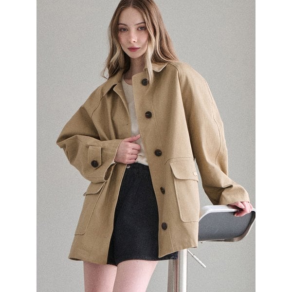 [10차리오더] Metal emblem half trench coat