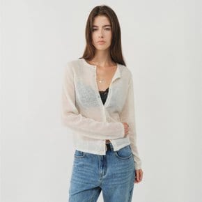 쉘 버튼 모헤어 시어 가디건_아이보리 / SHELL BUTTON MOHAIR SHEER CARDIGAN_IVORY
