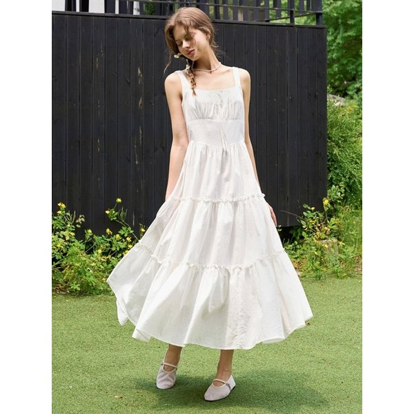 [7차리오더]Ribbon shirring sleeveless dress