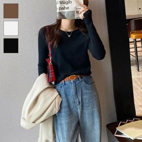 골지 긴팔 티셔츠 라운드넥 베이직핏 간절기 데일리 상의
