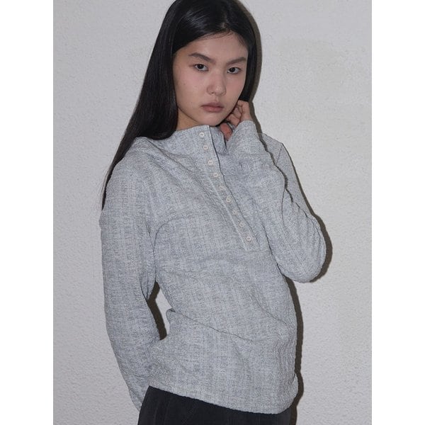 Cable textured pullover hoodie - Gray