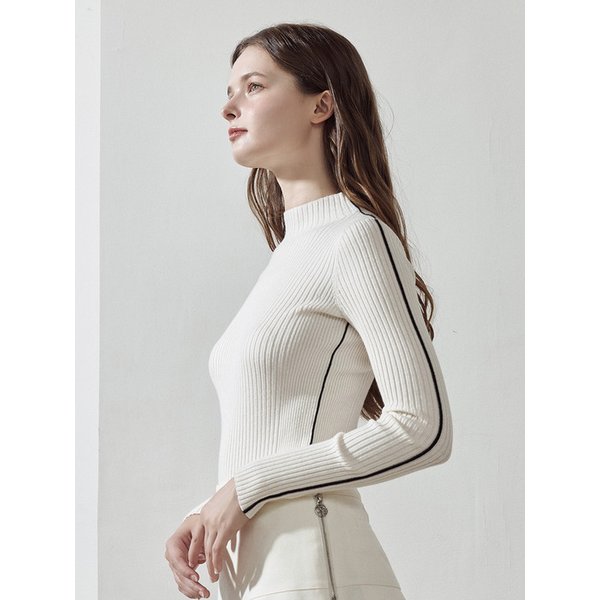 [LDFKT60WH] 슬림 골지 폴라 니트 WHITE