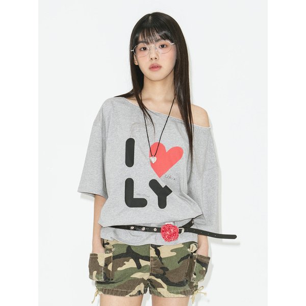 lotsyou_I Love You Lace Tee Melange Gray
