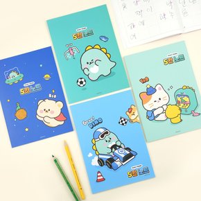 1500 쪼꼬미친구들 5칸 노트 남아용 블루 정품 랜덤 1권