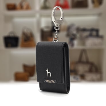 헤지스 블랙 체크장식 소가죽 스마트키홀더 HJHO5E287BK