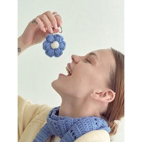 No.190 / Daisy 100% Organic Wool Key Ring _ Sky (꽃 크로쉐 키링)