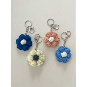 No.190 / Daisy 100% Organic Wool Key Ring _ Sky (꽃 크로쉐 키링)