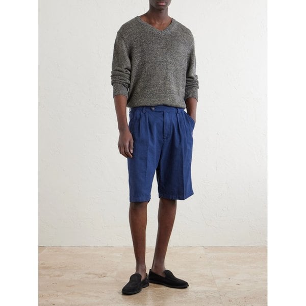 클리프 스트레이트 레그 플리츠 코튼 버뮤다 쇼츠 46376663163000769