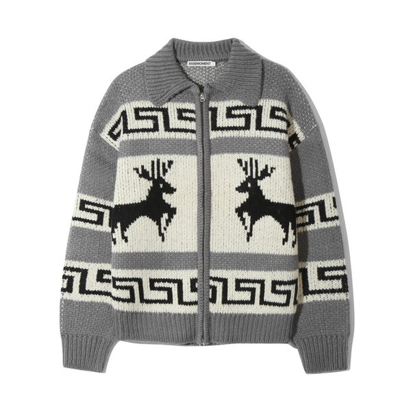 노르딕 코위찬 집업 가디건 그레이