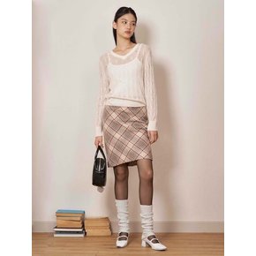 lotsyou_Nostalgia Check Skirt Beige