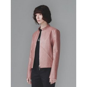 STITCHED ECO LEATHER JACKET (PINK)