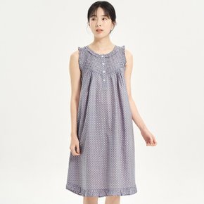 퍼플핑크도트 나시 순면 여성 빅사이즈 원피스 잠옷_P327709137