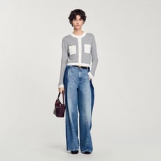 산드로 [25SS 미드시즌세일 30%] 투톤 니트 가디건 SF25S3FRGDN95