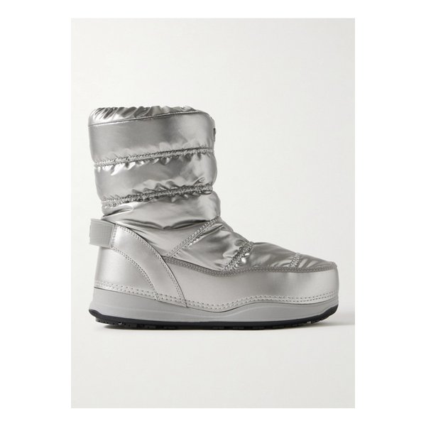 라 플라뉴 19 가죽 트리밍 퀼팅 메탈릭 셸 스노우 부츠 실버 1647597352780603