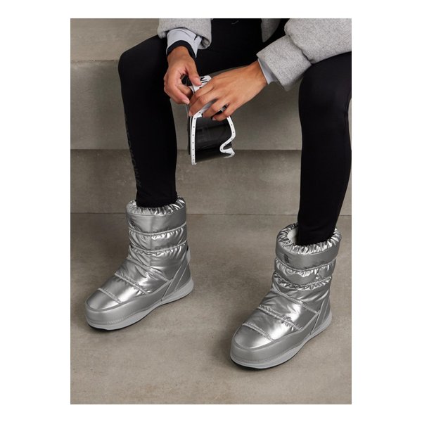 라 플라뉴 19 가죽 트리밍 퀼팅 메탈릭 셸 스노우 부츠 실버 1647597352780603