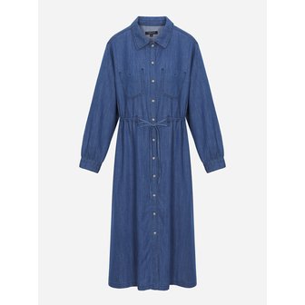 써스데이아일랜드 인디고 데님 풀오픈 원피스_T256MOP322W