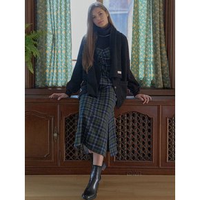 Tartan Check Shirring Dress - GREEN