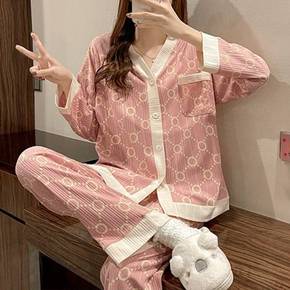 / NT1285 캐주얼 도트 긴팔 파자마 세트