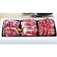 [냉장][안동안심한우] 한우구이 선물세트 2호 1.5kg (1등급/꽃등심700g+치마업진살400g+갈비살400g)