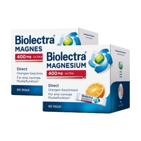 2개 BIOLECTRA 독일 바이오렉트라 마그네슘 400mg 울트라 다이렉트 오렌지 맛 60포