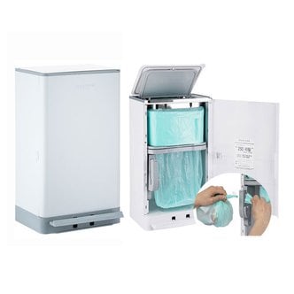 매직캔 최신상 매직캔 휴지통 오토실링 히포II (HIPPO) 27L 화이트 그레이  MH280WGA