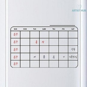 월간 냉장고스케줄러 메모보드 달력 식단표 시트 붙이는 화이트보드 투명 접착형 일반형 먼슬리