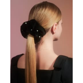 carol pearl scrunchie_black