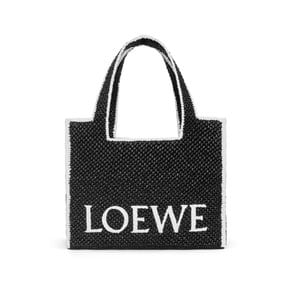 [LOEWE FONT TOTE RAFFIA L] 로에베 라지 폰트 토트 라피아 라탄 핸드백 혜리 블랙