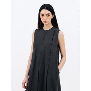 front pleats dress_charcoal