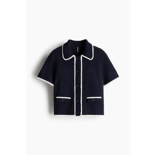 H&M 쇼트 슬리브 가디건 네이비 블루 1262823003