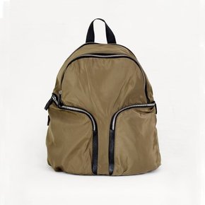 Too fine leather back pack _Khaki 가죽포인트 카키 백팩