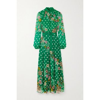 Saloni 살로니 플로럴 프린트 크레이프 드 신 마키시 원피스 46376663162972879