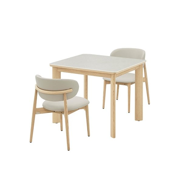 포멜로 세라믹 2인식탁세트_내추럴, 패브릭체어2EA (옵션 택1)