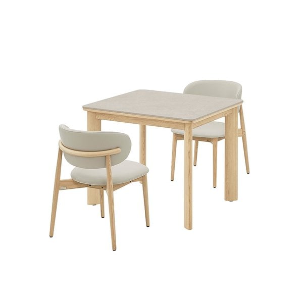 포멜로 세라믹 2인식탁세트_내추럴, 패브릭체어2EA (옵션 택1)