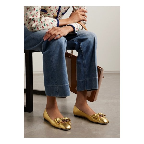 보와우 메탈릭 가죽 발레리나 플랫 골드 46376663162845064