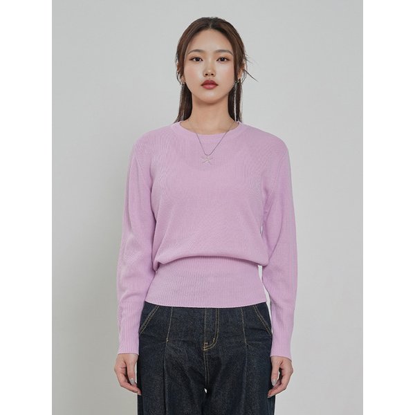 여성 라운드넥 베이직 니트 (LT-PINK) (HB3LKA6)