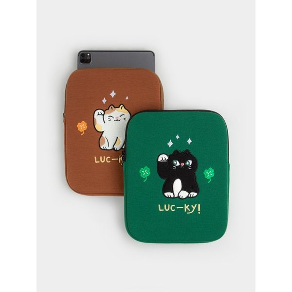 자수 노트북파우치 럭키마네키 (아이패드 11/13/15인치)