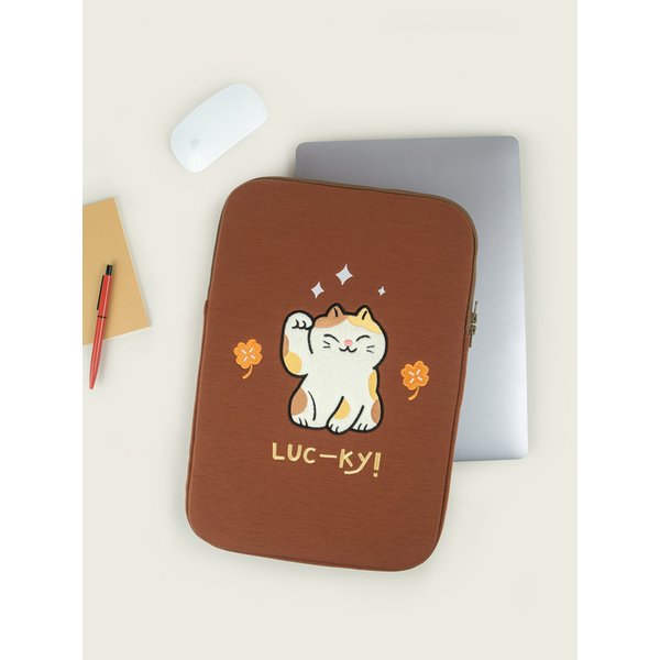 자수 노트북파우치 럭키마네키 (아이패드 11/13/15인치)