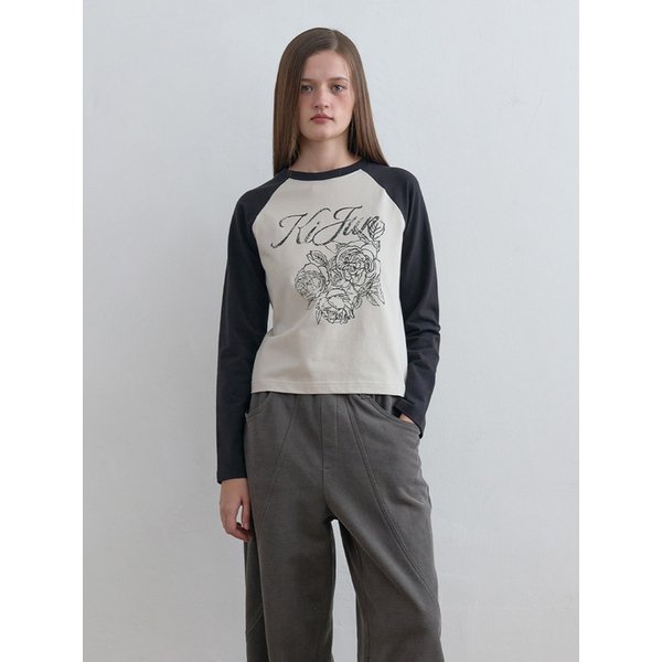 Rose Raglan Tee Charcoal