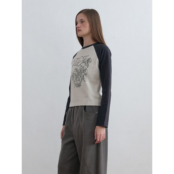 Rose Raglan Tee Charcoal