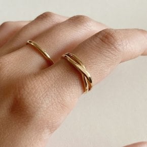 14k wave cross ring