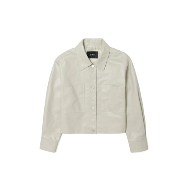 여성 크롭 인조가죽 재킷 점퍼 (라이트베이지)