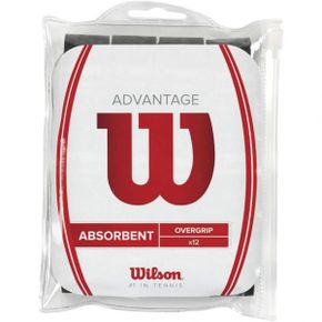 미국 윌슨 오버그립 Wilson Advantage Absorbent 테니스 Racket Overgrip 블랙 Pack of 12 18197