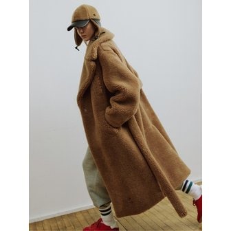 몰리올리 FRANC faux fur robe coat [tobacco brown]
