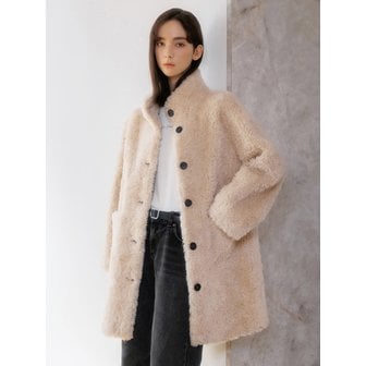 쥬아르 하이넥 양털 덤블 시어링 하프 코트_5color
