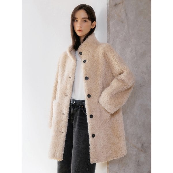 하이넥 양털 덤블 시어링 하프 코트_5color