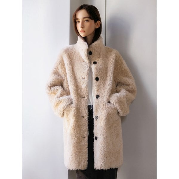 하이넥 양털 덤블 시어링 하프 코트_5color