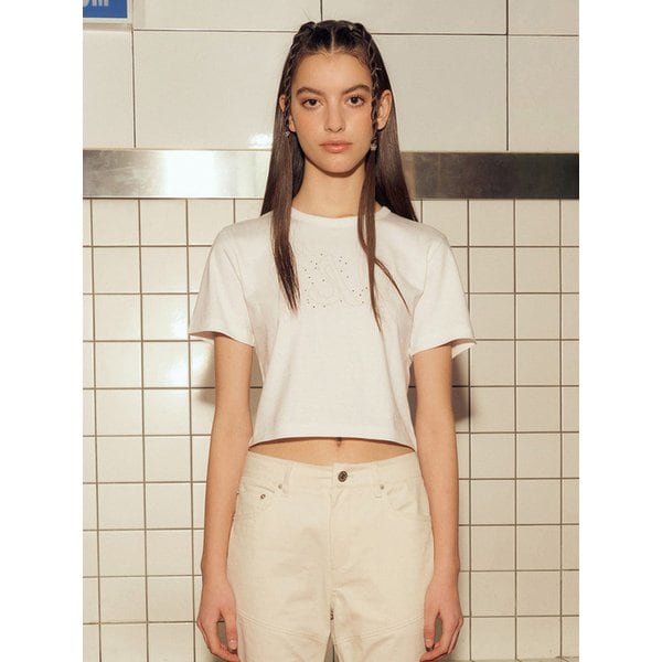 HOTFIX HALF SLEEVE TOP (WHITE)