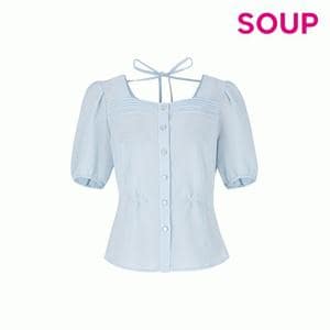 SOUP 스퀘어넥 리본 반팔 블라우스_SA6SS38SG