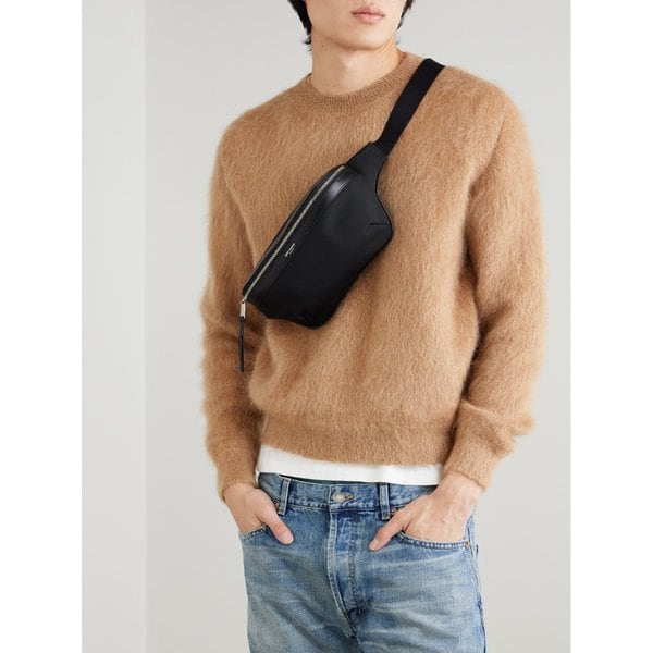 가죽 트림 캔버스 벨트백 46376663163045289